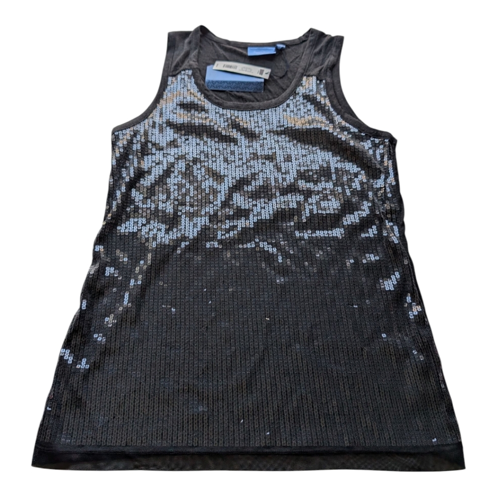 Consigned - Simply Vera Vera Wang Dark Gray Sequins Sleeveless Tank Blouse